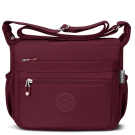 JUYANO Shoulder Bag Women's Medium Size Nylon Women's Shoulder Bag with Multiple Pockets Waterproof Lightweight Crossbody Bag Women's Adjustable Wide Leisure for Shopping Travel School