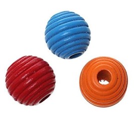 Pack of 50 Maple Wooden Beads 19 x 20 mm with 6 mm Hole Round Grooved Pattern Colourful for Crafts Threading Balls Beads Made of Wood Craft Beads for DIY Jewellery Making Bracelets Chains