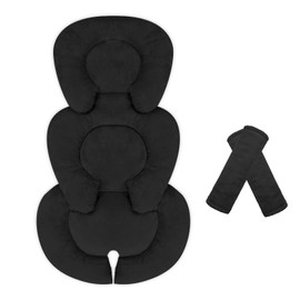 Infant Car Seat Insert Head and Body Support, GFU Reversible Newborn Insert for Carseat with Strap Pads, Soft Stroller Cushion Pillow Insert for Boys and Girls, Fits for Stroller, Swing, Black