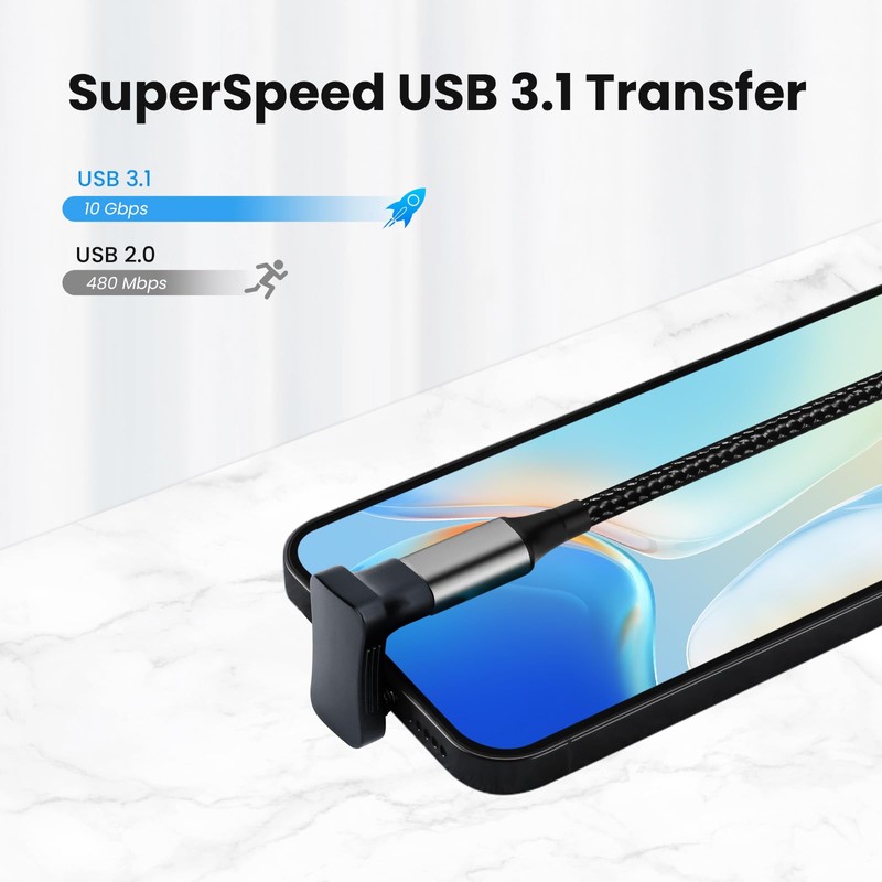 Seminer USB C 180 Degree Angled Adapter (2 Pack), USB
