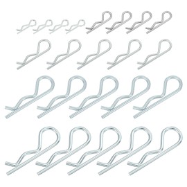 sourcing map 38Pcs 5 Size Cotter Pins Assortment Kit, Hitch Pins Retaining Pin R Clip Hairpin Carbon Steel Silver Tone