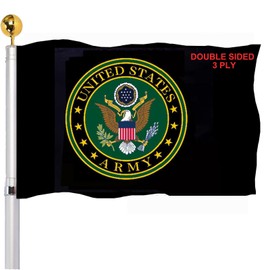 US Army Military Crest Emblem Flags 3x5 Outdoor Double Sided- Black Army Force Flags Heavy Duty 3 Ply Polyester for Outside Outdoor