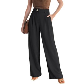 Work Pants for Women Wide Leg Dress Pants Women's High Waisted Dressy Trousers Business Casual Outfits(Black,Medium)