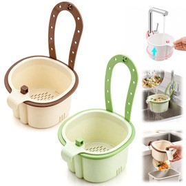 2Pcs 2026 New Cactus Kitchen Sink Strainer Basket, Hanging Sink Drain Basket, Multifunctional Hanging Sink Drain Basket, Household Kitchen Sink Food Waste Filter Basket, Green + Brown