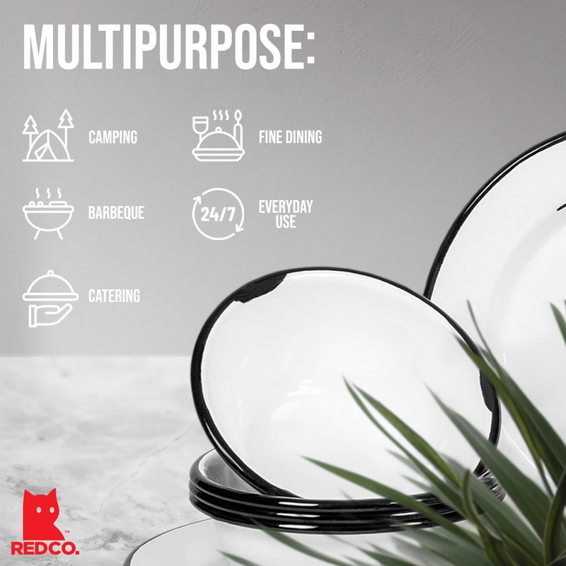 Red Co. 16-Piece Enamelware Metal Dinnerware Set for 4, Distressed