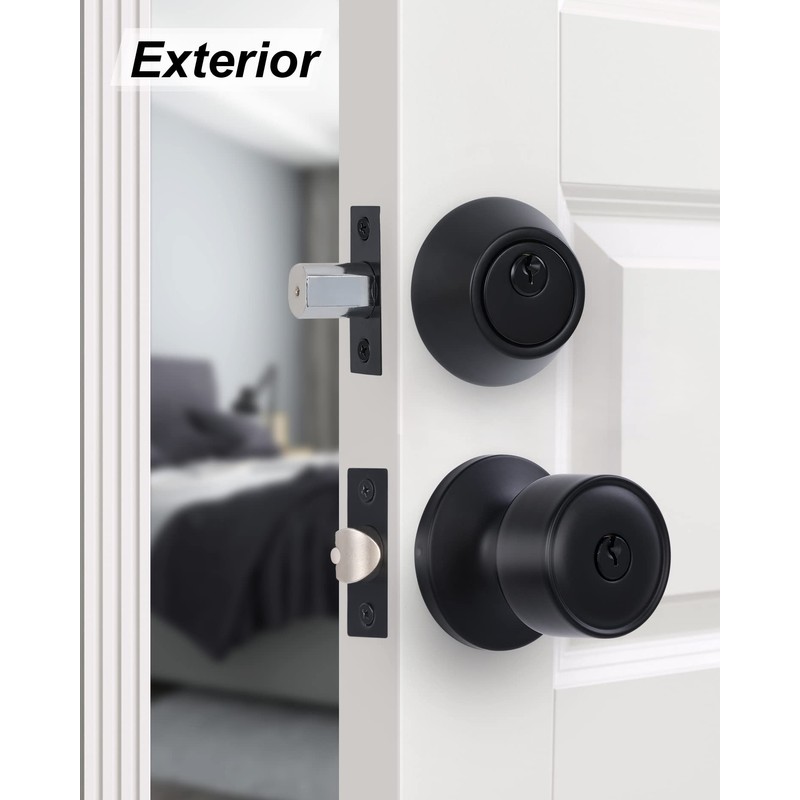 Lanwandeng 3 Sets Keyed Alike Entry Door Knobs and Single