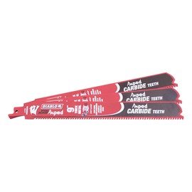 DIABLO STEEL DEMON AMPED CARBIDE RECIPROCATING SAW BLADE FOR THICK METAL (3/16 INCH-9/16 INCH) FOR BORON STEEL-ULTRA HIGH STRENGTH STEEL-STAINLESS STEEL-CAST IRON 9 INCH X 1 INCH 8 TPI 3 PACK