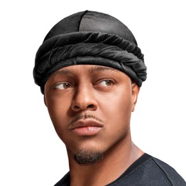 Red by Kiss Bow Wow Premium Satin Mens Turban â€“ Anti Breakage Moisture Retention, Stylish Soft Light Comfort Headwear All Hair Types (US, Alpha, One Size, Velvet, Black)