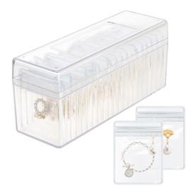 Acrylic Jewelry Box Organizer, Portable Clear Jewelry Organizer Holder with 20 PCS Jewelry Organizer Bags, Travel Jewelry Case for Earrings/Ring/Necklace Women