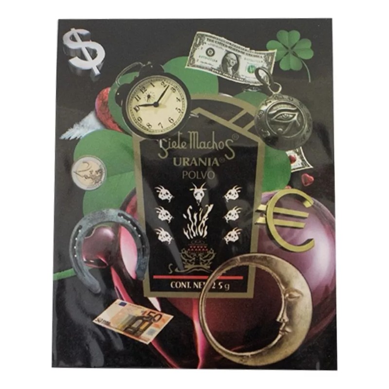3pzas Polvo 7 Machos Urania 2.5grs Protección, Buena Suerte