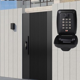 Key Safe Wall Mounted, Police Approved, Large Key Lock Box with Resettable 12-Digit Code Key Safe Box, Key Safe Outdoor with Weatherproof Cover for Home Garage Office School (Black)