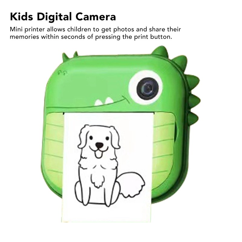 Kids Printer Camera DIY Doodle Thermal Printing Cartoon Dinosaur Appearance
