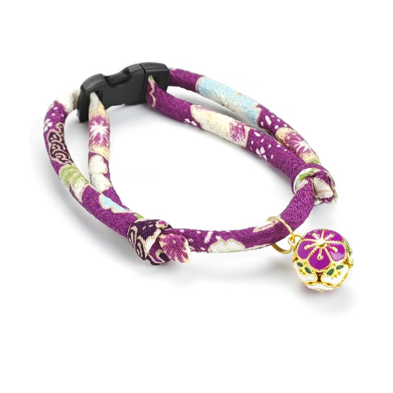 PetsMeow Breakaway Cat Collar. Japanese Plum Blossom Bell & Chic