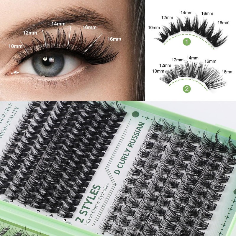 Individual Eyelashes Lash Clusters Kit 551 Pcs 10-16MM with Tweezer