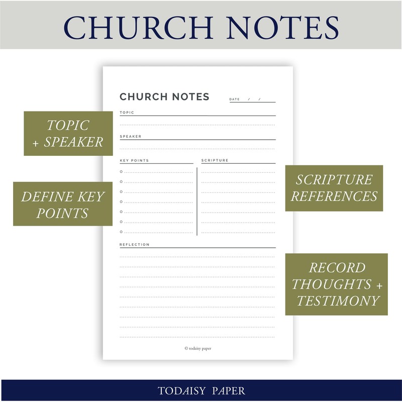 Todaisy Paper Church Notes Notepad 5.5 x 8.5 Tear Away