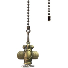 OMYZERO 12 inch Ceiling Fan Pull Chain Airplane Charm Pendant Ceiling Fan Danglers Fan Pulls Chain Extender with Ball Chain Connector for Ceiling Fan Light Decoration(Bronze)