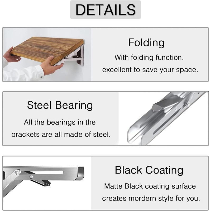 Folding Shelf Brackets 24 inch 2 Pcs - Heavy Duty