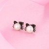 Black Earrings for Women Cat Pearl Earrings Silver Cat Earrings