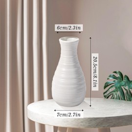 Unbreakable Vase for Flowers, Ceramic Look Plastic Vase for Home Decor, Living Room, Table (Seashell White)