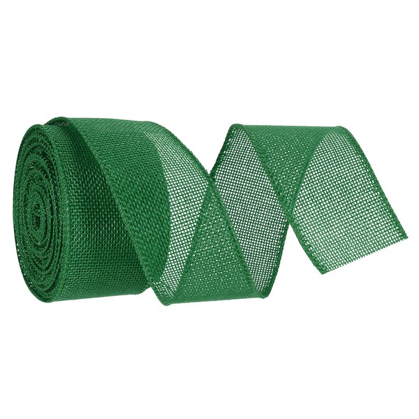 QUARKZMAN Burlap Ribbon Fabric Wired Edge Ribbons Green 2 Inch