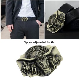 The Lord of the Tools Longhorn Belt Buckle Western Cowboy Belt Buckle Bull Men's Belt Clasp for 3.8 cm Wide Press Stud Belt Decorative Accessories, bronze