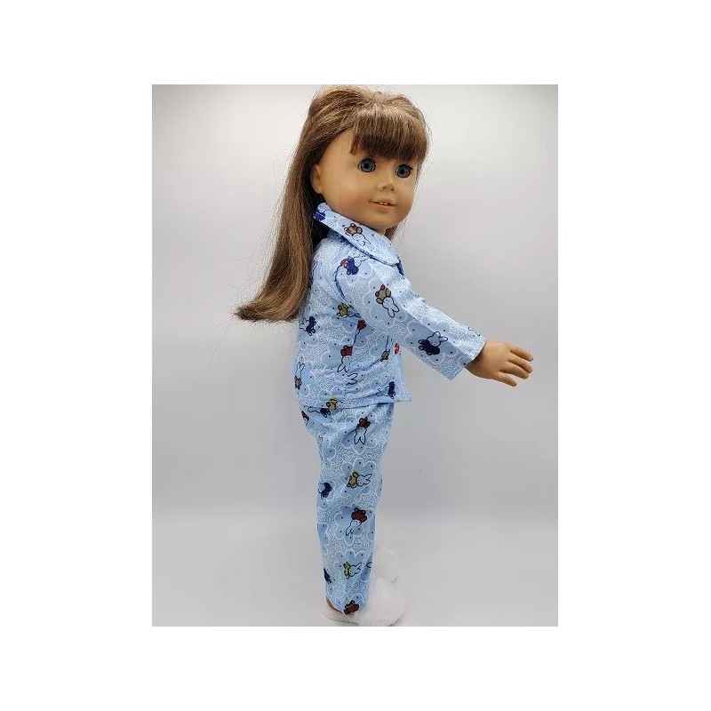 Justaskjoyce Collection Nightwear, Easter, Sky Blue PJ's, Fuzzy Slippers for
