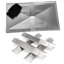 OUTDOOR BAZAAR Adjustable Grease Tray (24"-27") & 4-Pack Heat Plate 14 9/16, Nexgrill 4 Burner Grease Tray Replacement, Grill Master Drip Pan, Nexgrill 4 Burner Parts, Nexgrill 4 Burner Heat Plates