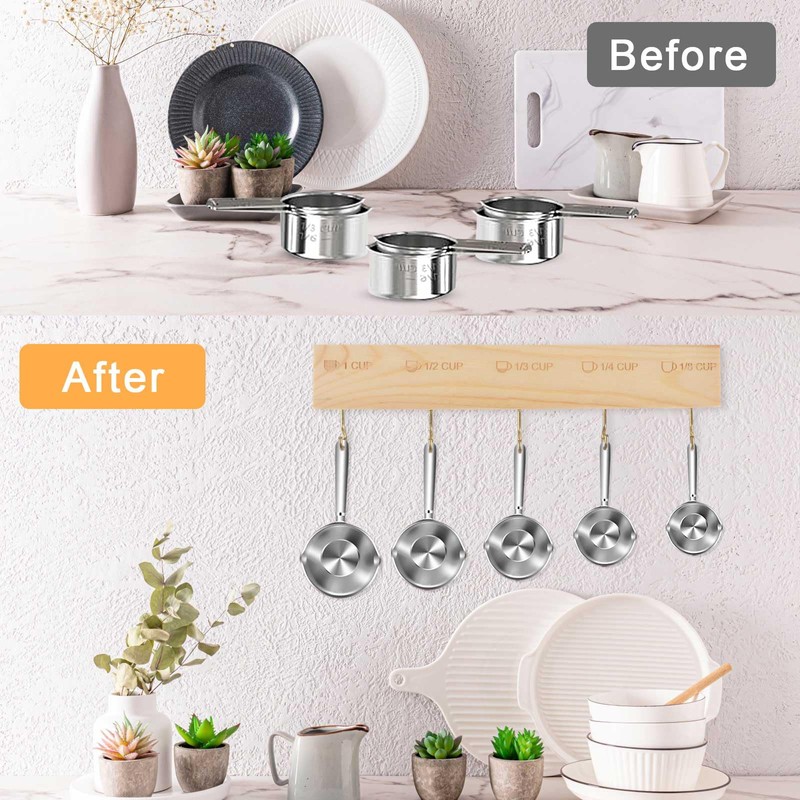 SoeKoa Premium Bamboo Measuring Cups and Spoons Rack, Measuring Cup