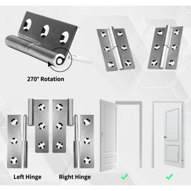 Anstore Pack of 4 Removable Hinges 3 Inch, 75 x 50 x 2 mm Hinges Foldable with 24 Screws 16 x 4 mm, 304 Stainless Steel Door Hinge Removable for Doors Windows Cabinets