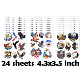 Yunahoo 200Pcs Eagle Temporary Tattoo Sticker American Flag Bird National Day Theme Birthday Cute Class School Prizes Baby shower First birthday Party Decorations Supplies Favors Tattoos
