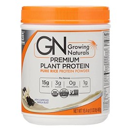 Growing Naturals Organic Rice Protein Powder, Vanilla Blast, 16.4 Ounce                                                                               