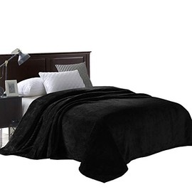 Exclusivo Mezcla Twin Size Waffle Flannel Fleece Bed Blanket as Bedspread/Coverlet/Bed Cover/Bed Sheets (90" x 66", Black) - Soft, Lightweight, Warm and Cozy