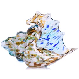 GAOSHENG Blown Glass Conch Statue,Coastal Home Decor Sea Shells,Sea Glass Art Figurines for Office Decor,Living Room Dining Table Centerpiece,Bathroom Shelf Top and Cabinet Decoration (Amber)