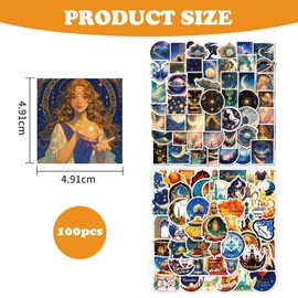 NIDHFG 100 Moon Themed Stickers, Waterproof Stickers, Retro Style Stickers, Gift Stickers, Home Decoration.
