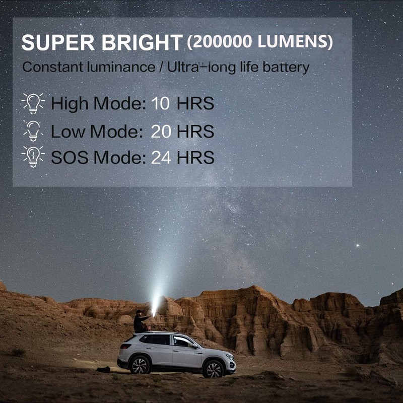 BUYSIGHT Rechargeable Spotlight Flashlight, Hand held Spotlight 800 lumens Waterproof