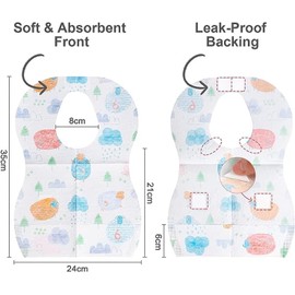 Zoney 50 PCS Disposable Bibs,Portable Baby Bibs for Girls and Boys, Travel Bibs with Individual Package, with Food Catcher Pocket, Waterproof and Adjustable,Toddlers Outdoor Feeding (Elephant)
