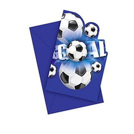 Procos 09653 - Einladungskarten mit Umschlägen, Football blue, 6 Stück