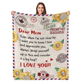 Birthday Gifts for Mom, Mother Blanket 50" x 60", Lovely Mom Gift with Letter & Flowers, Ideal Gifts for Mom from Daughter/Son, for Mother, Gift for Thanksgiving, Christmas