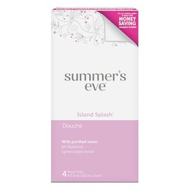 Summer's Eve Ducha para mujer, Island Splash, fórmula suave con pH equilibrado que ayuda a reducir el olor vaginal, 4 botellas de 4.5 onzas cada una