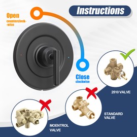 ZJIALING Replacement for Moen T2901BL Gibson Posi-Temp Valve Trim Kit, Matte Black Shower Trim Kit Shower Lever Handle (#2510 Valve Required) Matte Black