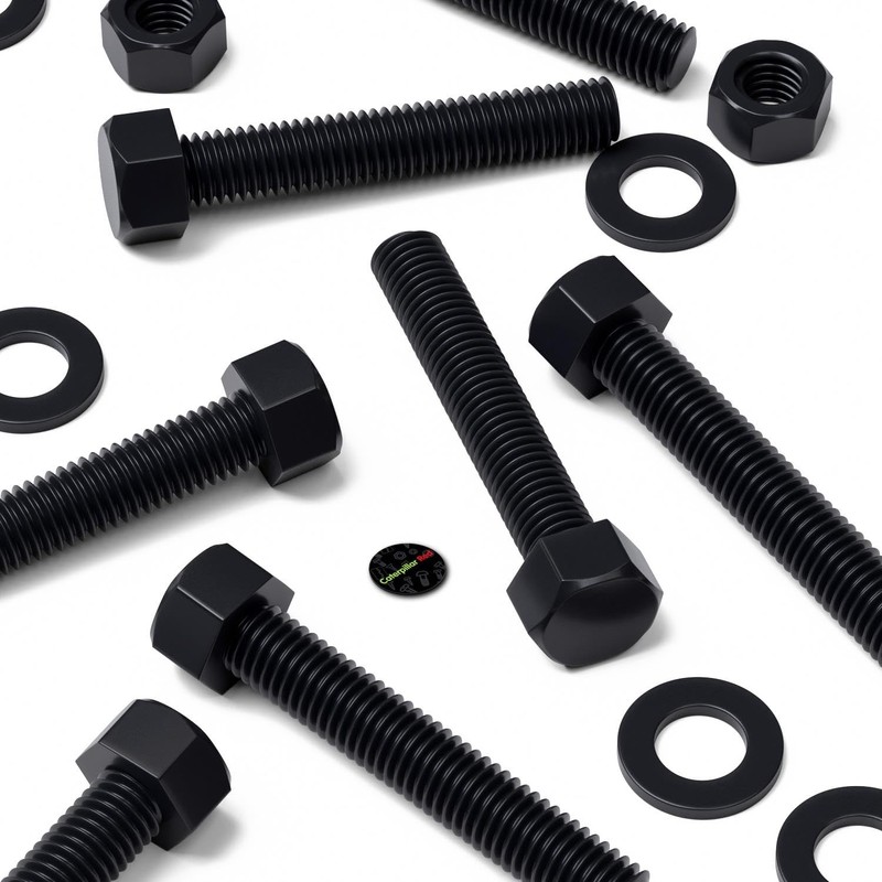10x Black Polypropylene (PP) Hex Head Bolts M12 x 70