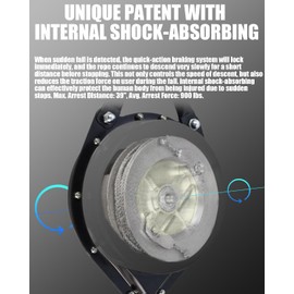 [Internal Shock Absorber] Self Retracting Lifeline Shemior 20FT SRL, Retractable Safety Lanyard, No Tangle+Aviation Grade Galvanized Steel Cable, Fall Arrest Roofing Gear, ANSI Compliant