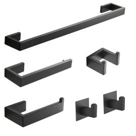 Fapully 6-Piece Set of European Style 304 Stainless Steel Bath Hardware Bathroom Accessoriescolor: Black