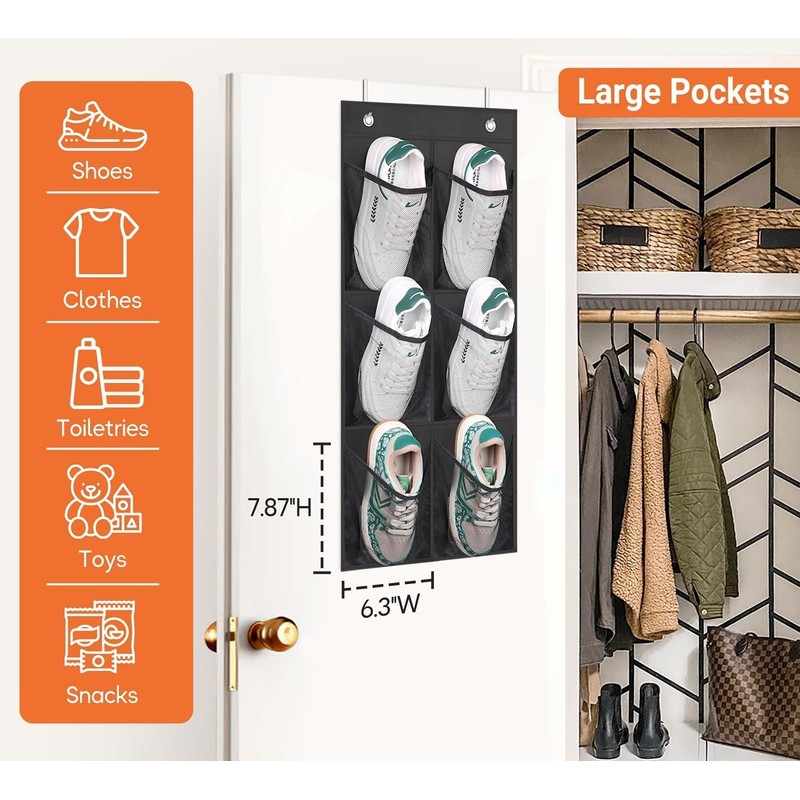 KIMBORA 2 Packs Narrow Over the Door/Wall Shoe Organizer, Small