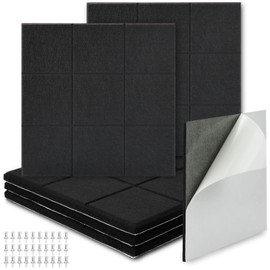 BXI Felt Bulletin Board - 12 X 12 X 3/8 Inches 6 Pcs Self-Adhesive Poster Cork Board with 30 Push Pins, Thick Pin Tiles Display Vision Board, Photo Picture Panels for Home Office Classroom Walls