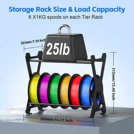 3D Filament Storage Rack, Desktop 3D Printer Filament Organizer, Rolling 3D Filament Spool Holders Racks,Tabletop, 2-Tier Storage Shelves for 3D Printing Business, Studio, Office Workshop