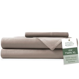 Hotel Sheets Direct 3 Piece Bed Sheet Set Twin XL Size, 100% Viscose Derived from Bamboo Sheets Set with 1 Pillowcase, Cooling & Breathable Luxury Bedding, Moisture-Wicking & Silky Soft Texture, Sand