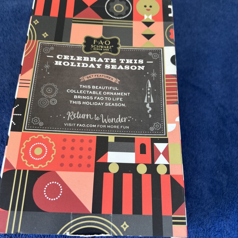 FAO Schwarz Gift Bag Nutcracker Teddy Bear Hand Blown Glass