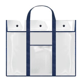 Large Waterproof PVC A2/A3/A4 Paper Art Portfolio Artist Carry Bag Clear Files Tote Bag with Handle Thick Hanging Pouch Teachers Art Students Storage Bag for Drawing Board Canvases Paints Pencils