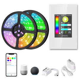 LANBON LCD Light Strip Smart Switch & 32.8FT Smart LED Strip Lights Kit, WiFi RGB DIY Light Strip Brightness/Colors/Color Changing for Home Decor, LED Rope Lights Work W/Alexa/Google Home